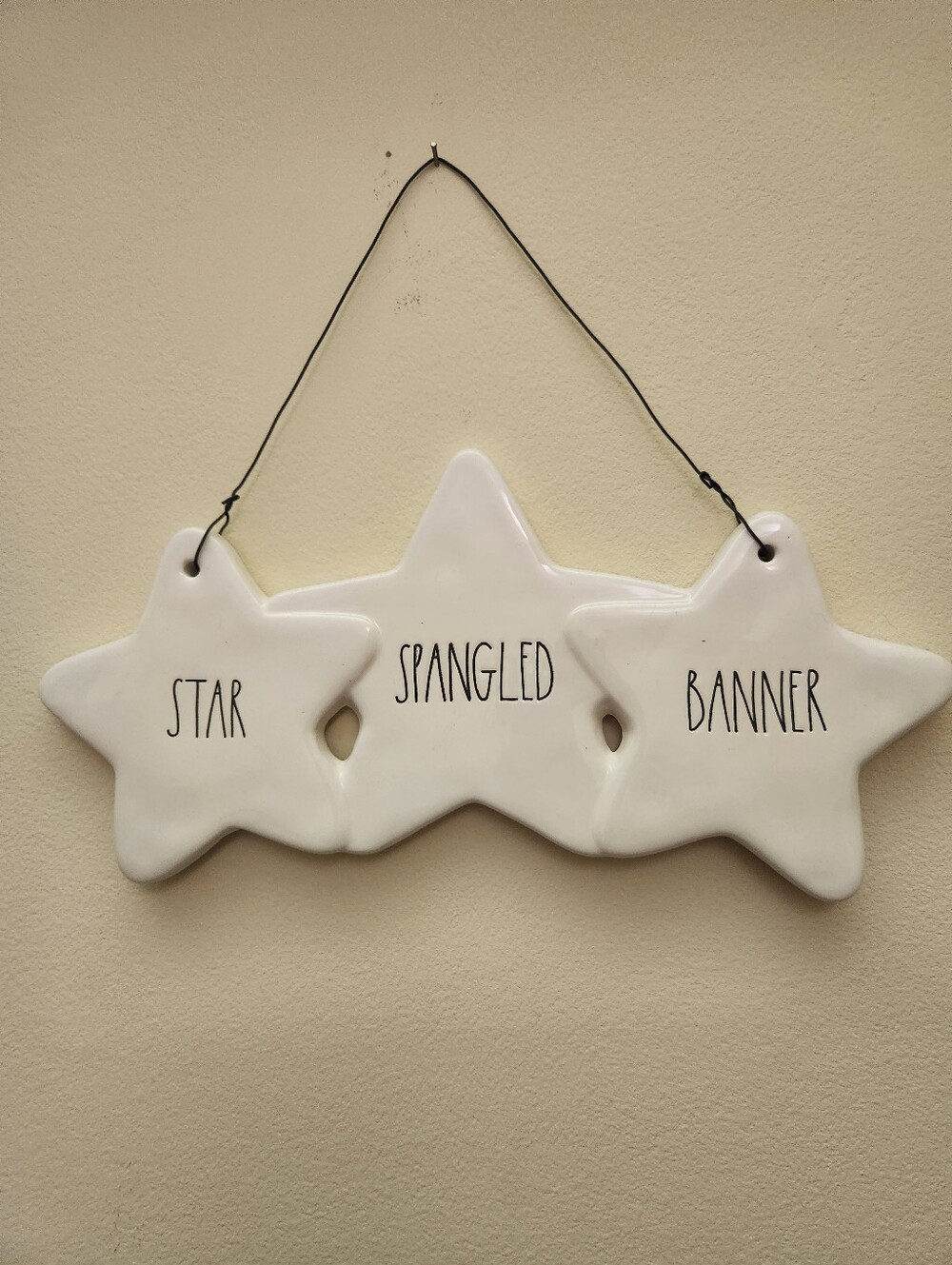 Rae Dunn Star Spangled Banner Stars Ceramic Decoration Wall Hanger New